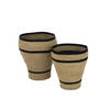 J-line - Set Van 2 Manden Rond Gestreept Marie Zeegras Naturel - 38x38x45cm