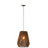 J-line - Hanglamp Vlecht Metaal/palm Zwart Small - 30x30x38cm