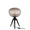 J-line - Tafellamp Teri Tripod Glas/hout Grijs/zwart - 30x30x47cm