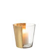 J-line - Windlicht Boe Glas Transparant/goud Medium - 18x18x18cm