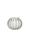 J-line - Windlicht Bol Streep Glas Transparant/zilver Medium - 23x23x18.5cm