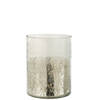 J-line - Windlicht Klassiek Crackle Glas Transparant/zilver Large - 21.5x21.5x27cm