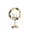 J-line - Windlicht Rond Voet Aluminium Goud Small - 29x14x47cm