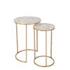 J-line - Set Van Twee Bijzettafels Kwarts Steen/metaal Wit/goud - 35.5x35.5x61cm