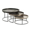 J-line - Set Van 3 Bijzettafels Rond Aluminium Zwart/mix - 77.5x77.5x45.5cm