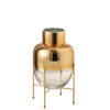 J-line - Vaas Cylinder Op Voet Glas Transparant/goud Small - 18x18x32cm