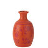 J-line - Vaas Bladeren/bloemen+lijnen Terracotta Oranje/roze - 23x23x38cm