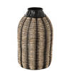 J-line - Vaas Decoratie Touw/rattan Zwart/naturel - 32x32x56cm