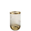 J-line - Vaas Cylinder Motief Glas Transparant/goud Small - 13x13x21.5cm