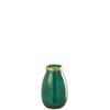 J-line - Vaas Goud Boord Glas Groen Small - 18x18x28cm