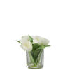 J-line - Tulpen In Vaas Rond Plastiek Glas Wit Small - 17x16x19cm