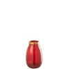 J-line - Vaas Goud Boord Glas Rood Small - 18x18x28cm