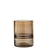 J-line - Vaas Cilinder Ribbel Glas Amber - 16x16x19.5cm