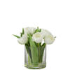 J-line - Tulpen In Vaas Rond Plastiek Glas Wit Large - 20x18.5x22.5cm