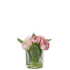 J-line - Tulpen In Vaas Rond Plastiek Glas Roze Small - 17x17x19.5cm