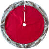 Luxe Ronde kerstboomrok - Kerstboomkleed - Boomdeken - Rood - 90 x 90 cm