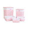 Mandenset DKD Home Decor Roze Polyester Kinderen vlechtwerk (44 x 34 x 56 cm)