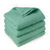 DoubleDry Handdoek Popcorn Weave - 50x100 - 4 stuks - OEKO-TEX Made in Green - zacht katoen - groen