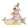 HAES DECO - Beeld Konijn 13x5x11 cm Beige Roze Kunststof Woonaccessoires Pasen Paashaas