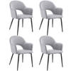 tectake® - Fauteuil Sachel - Eetkamerstoel - Set van 4 - Fluweellook - Gestoffeerd - Lichtgrijs