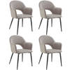 tectake® - Fauteuil Sachel - Eetkamerstoel - Set van 2 - Fluweellook - Gestoffeerd - Taupe