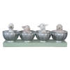 HAES DECO - Beeld Konijn 26x6x9 cm Grijs Groen Kunststof Dieren Woonaccessoires beeld decoratie Paashaas