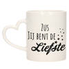 Bellatio Decorations Cadeau koffie/thee mok voor zus - zwart - hartjes oor - keramiek - 300 ml - feest mokken