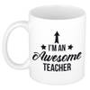 Awesome teacher cadeau mok/beker wit 300 ml - feest mokken