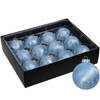 Othmar Decorations Luxe kerstballen - 12x - 6 cm - blauw - glas - Kerstbal