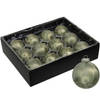 Othmar Decorations Luxe kerstballen - 12x - 6 cm - olijf groen - glas - Kerstbal