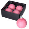 Othmar Decorations Luxe kerstballen - 4x - 8 cm - roze - glas - Kerstbal