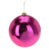 Grote decoratie kerstbal - fuchsia roze - 18 cm - kunststof - Kerstbal