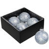 Othmar Decorations Luxe kerstballen - 4x - 8 cm - wit/grijs - glas - Kerstbal