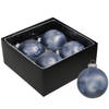 Othmar Decorations Luxe kerstballen - 4x - 8 cm - donkerblauw - glas - Kerstbal