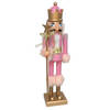 Gerimport notenkraker figuur/beeld - 60 cm - roze - Kerstbeeldjes