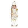 Gerimport notenkraker figuur/beeld - 28 cm - wit/goud - Kerstbeeldjes