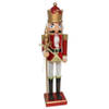 Gerimport notenkraker figuur/beeld - 80 cm - rood/wit - Kerstbeeldjes