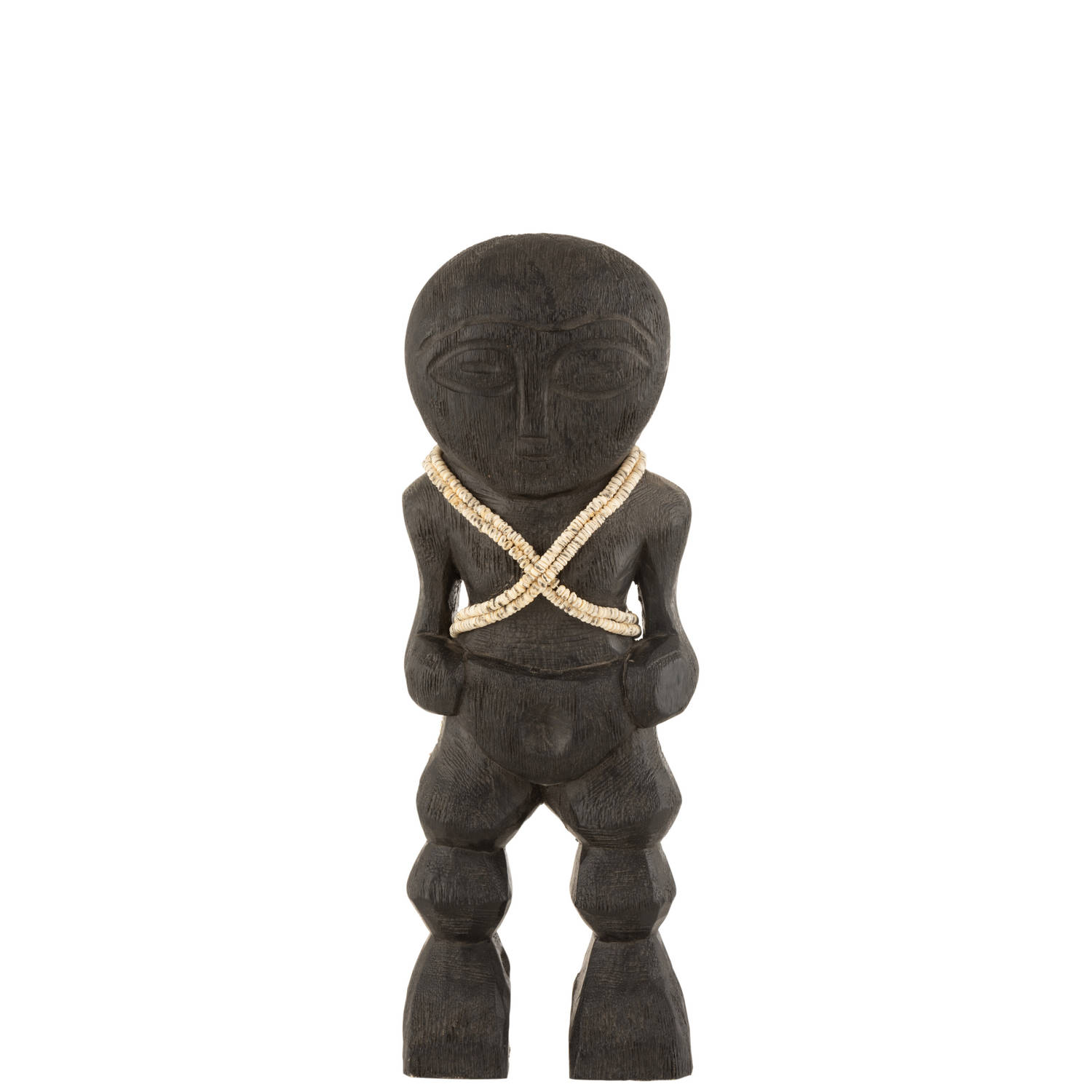 J-line - Figuur Takwimu Mangohout Zwart Small - 14x8x41cm