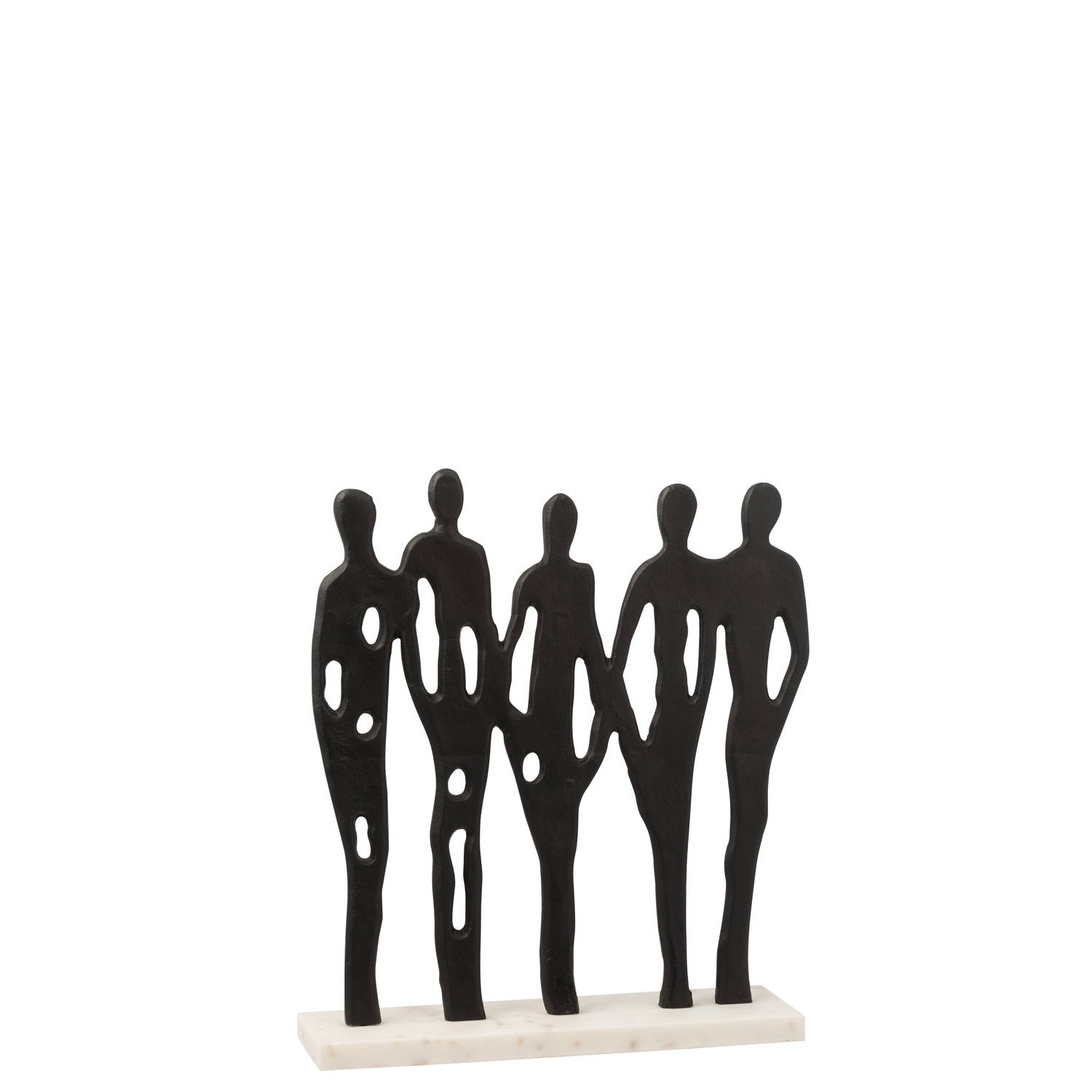 J-line - Figuur Op Rij Aluminium/marmer Zwart/wit - 35.5x10x40cm