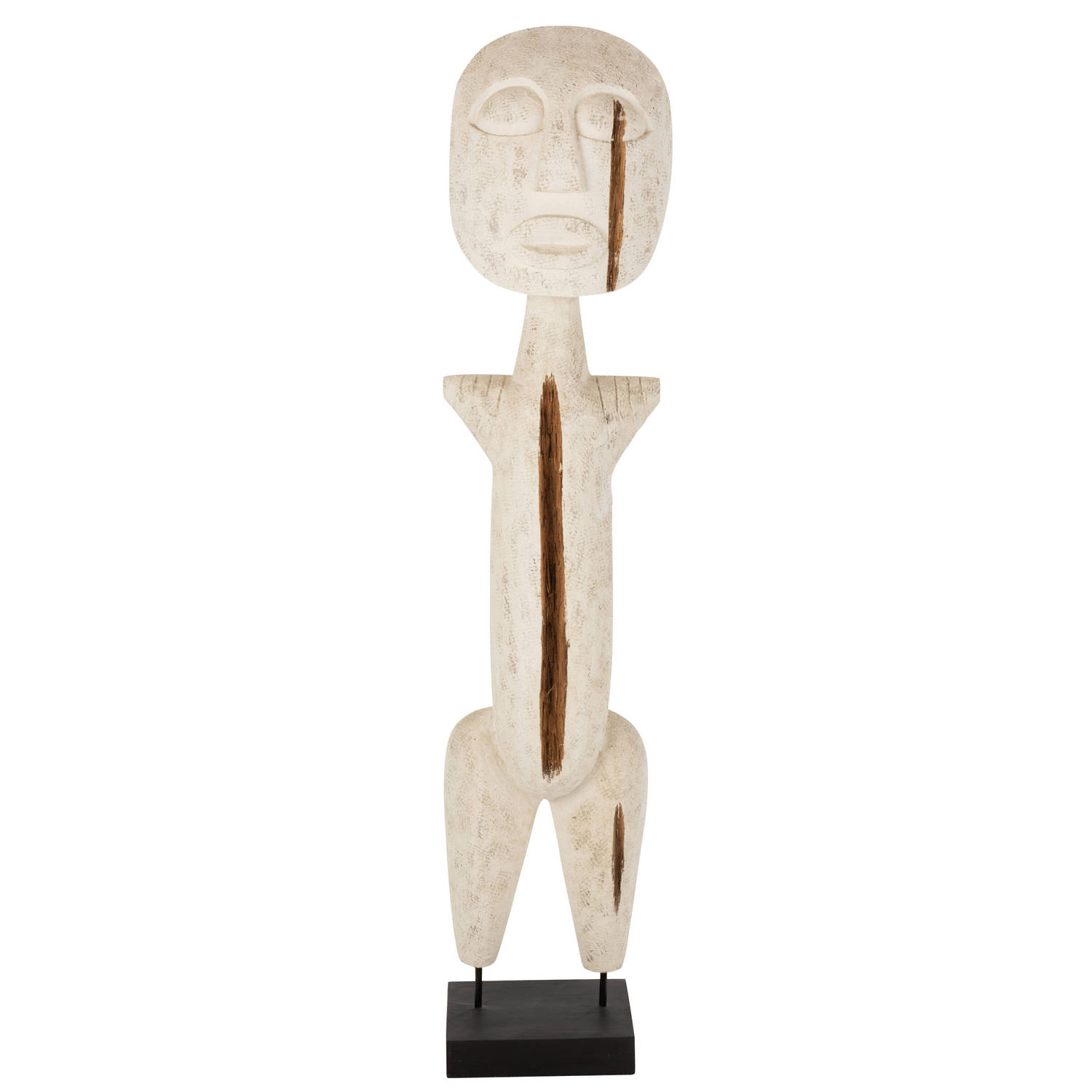 J-line - Figuur Primitief Albasia Hout Wit Extra Large - 33x24x144cm