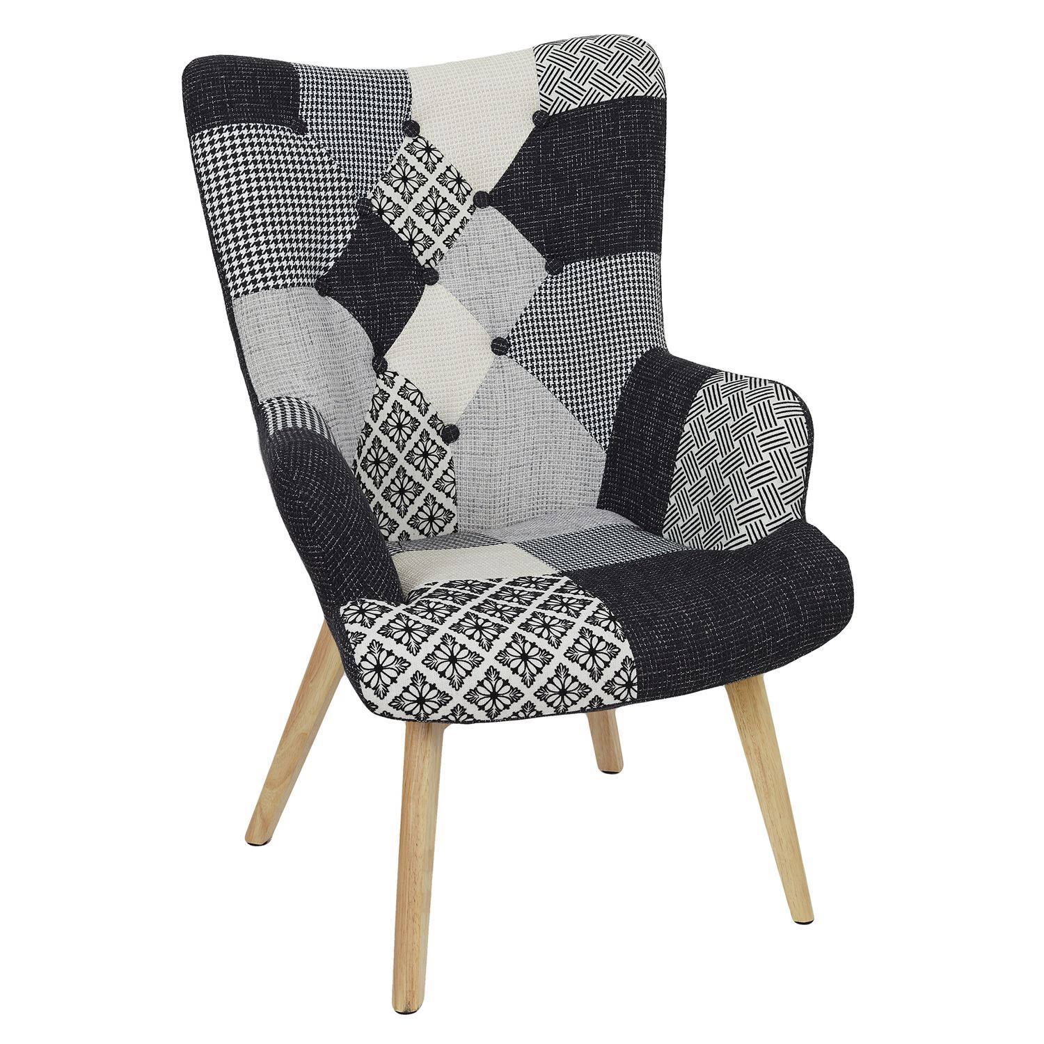 Patchwork Fauteuil met Armleuning Helsinki - Comfortabel - Zwart