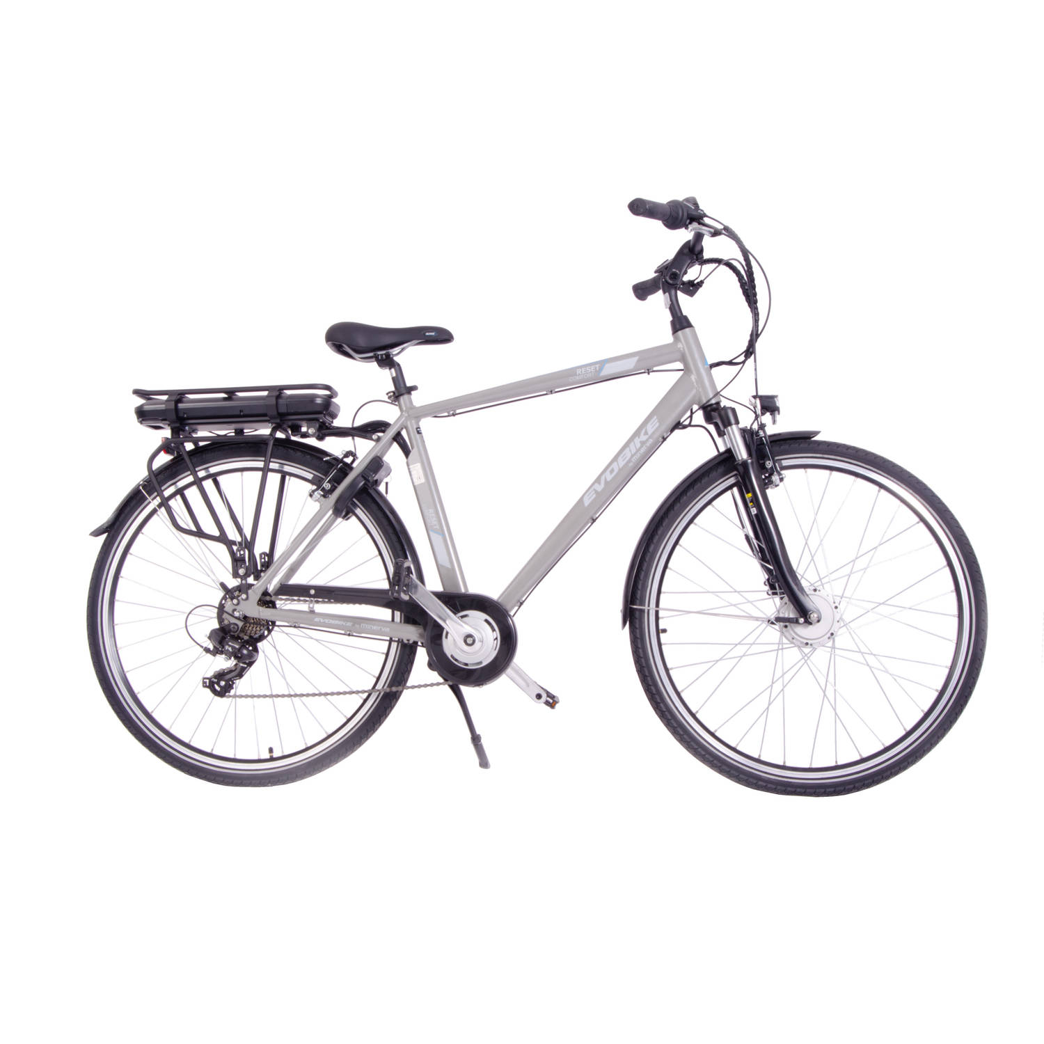 Minerva Evobike Elektrische Fiets 28 Inch - E-bike 53 cm - Herenfiets - 7 Versnellingen - V-Brakes - Zilver