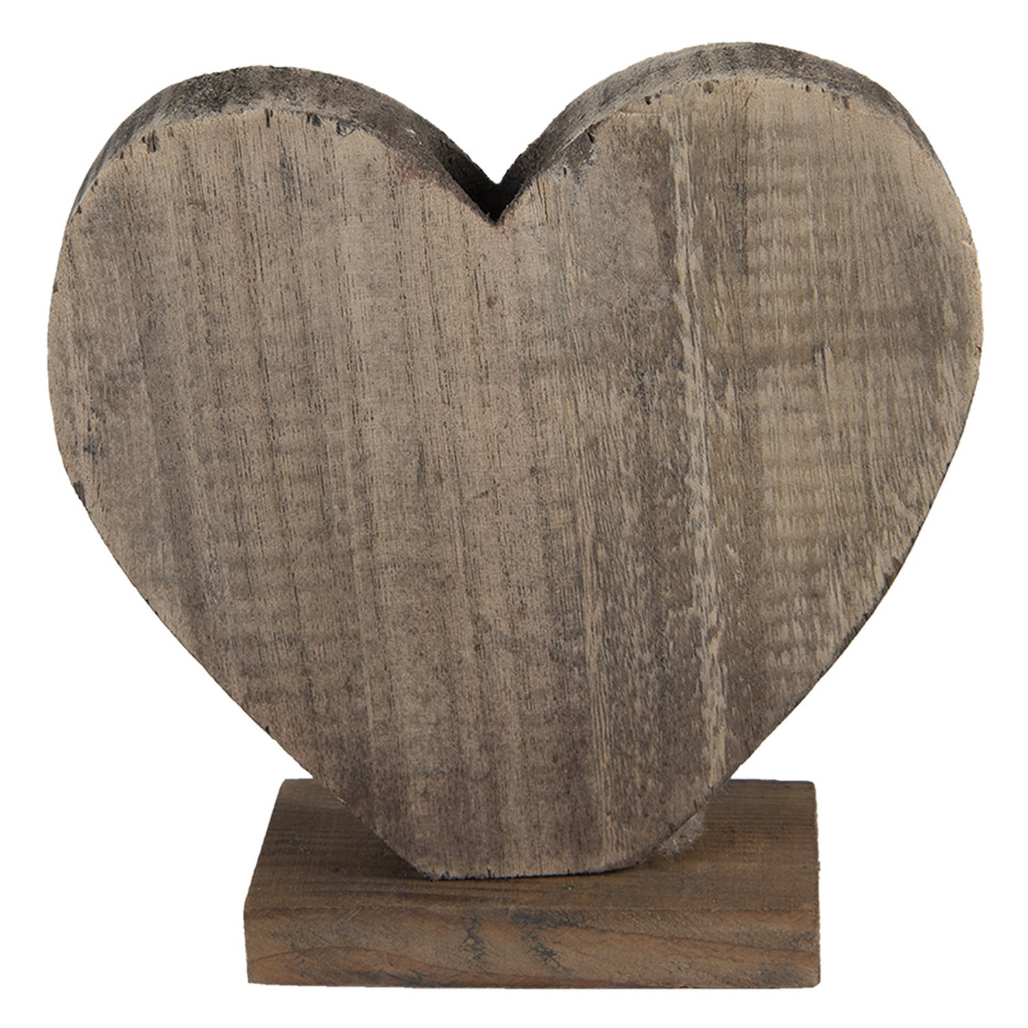 HAES DECO - Beeld Hart 19x7x19 cm Bruin Hout Hartvormig Woonaccessoires beeld decoratie Decoratieve Accessoires