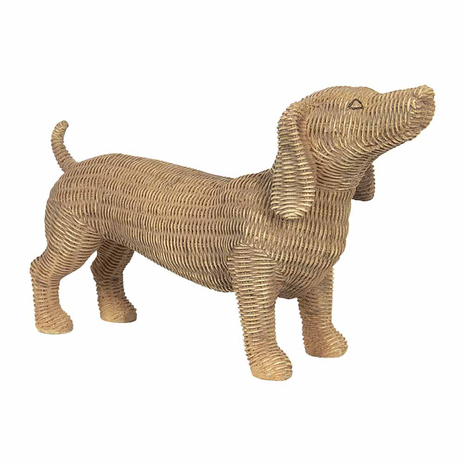 HAES DECO - Decoratie Beeld Hond 39*14*24 cm Bruin Polyresin Decoratief Figuur Decoratieve Accessoires Woonaccessoires