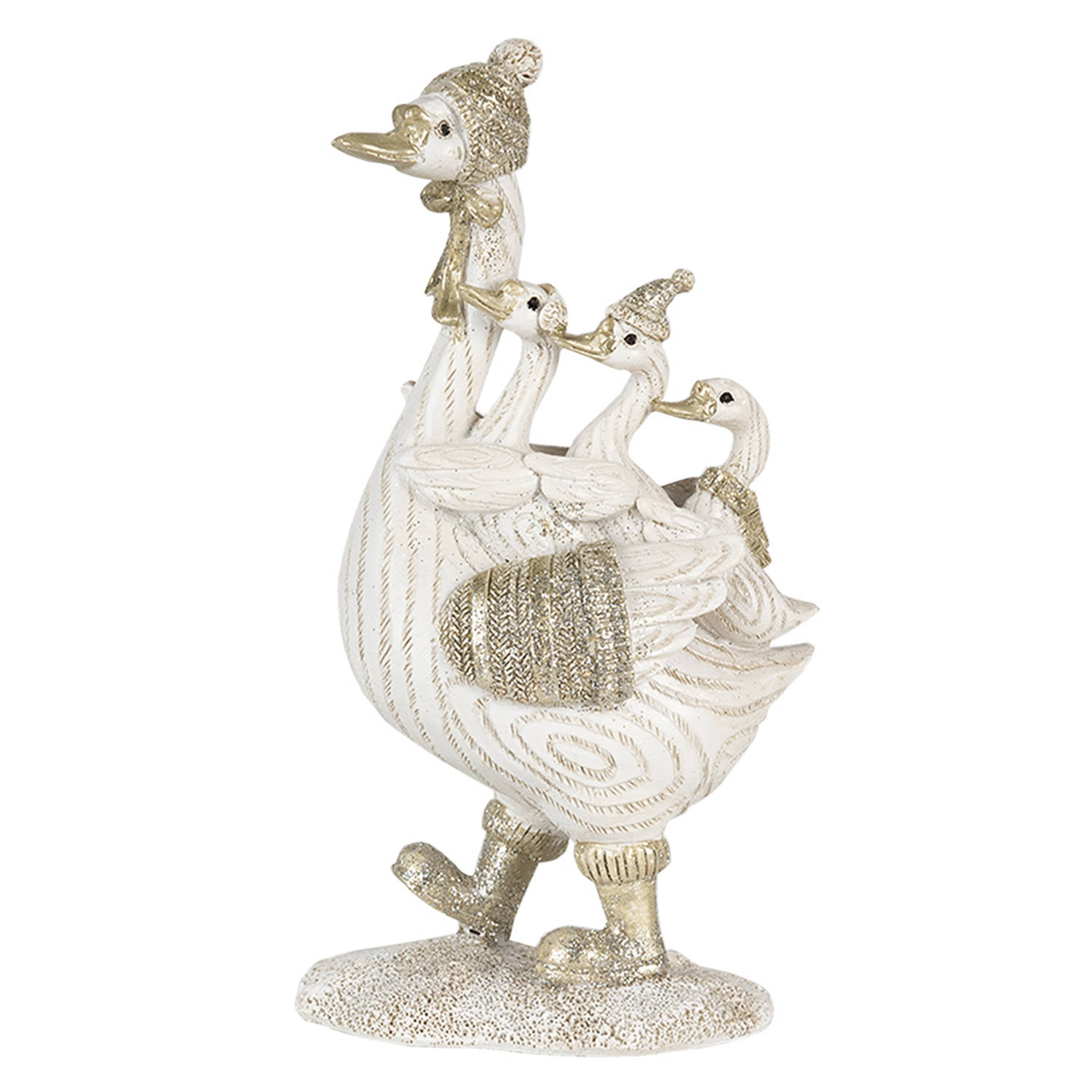 HAES DECO - Beeld Gans 10x5x18 cm Wit Kunststof Woonaccessoires beeld decoratie Decoratieve Accessoires