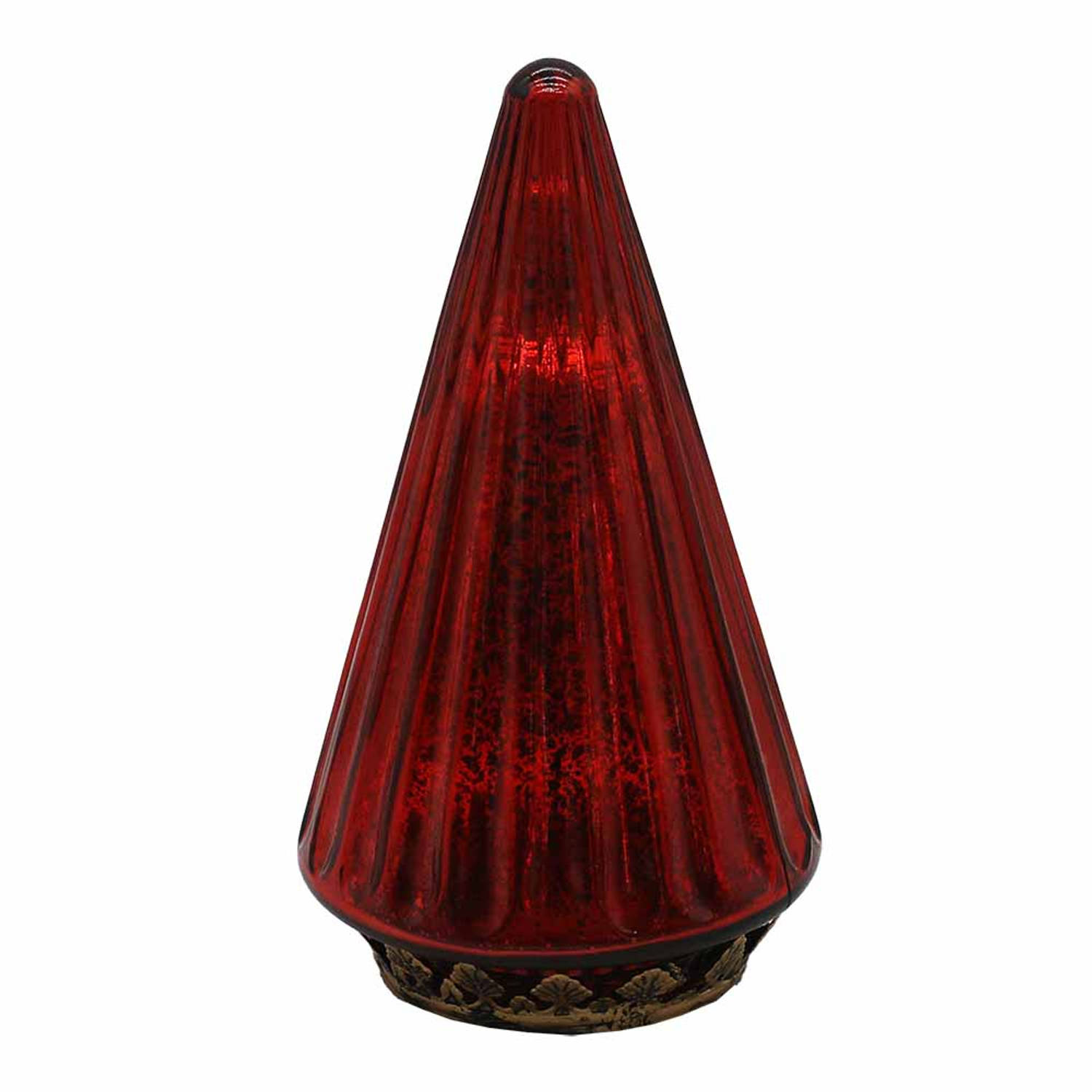 HAES DECO - Kerstdecoratie met LED-verlichting Kerstbomen Ø 11x19 cm Rood Glas