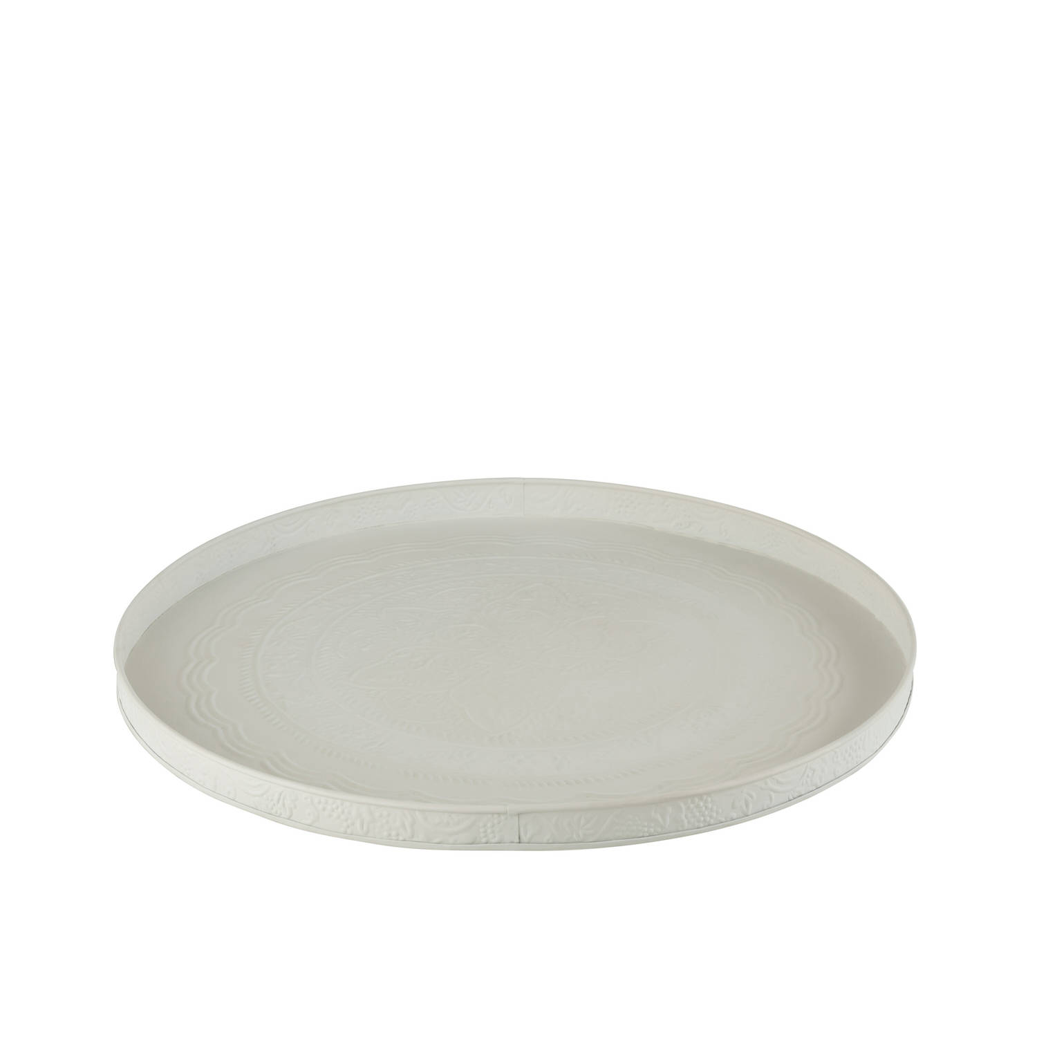 J-line - Plateau Rond Klassiek Ijzer Wit Medium - 50x50x4cm