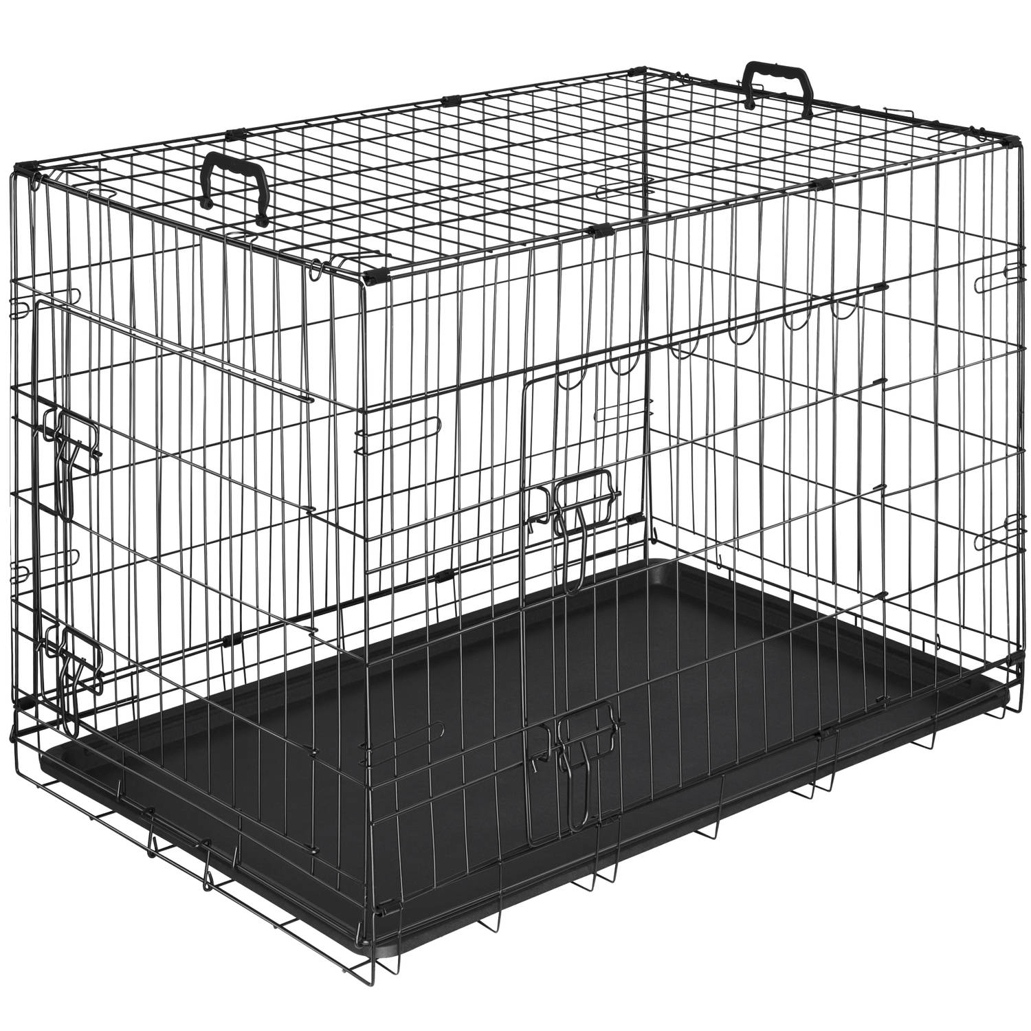 tectake® Hondenkooi | Hondenhekbox, Hondenkennel | Opvouwbare Hondenbox, Stabiele Transportbox voor Honden en Puppy’s | Voor Kofferbak, Auto, Camping en Thuis | Appartement - 91,5