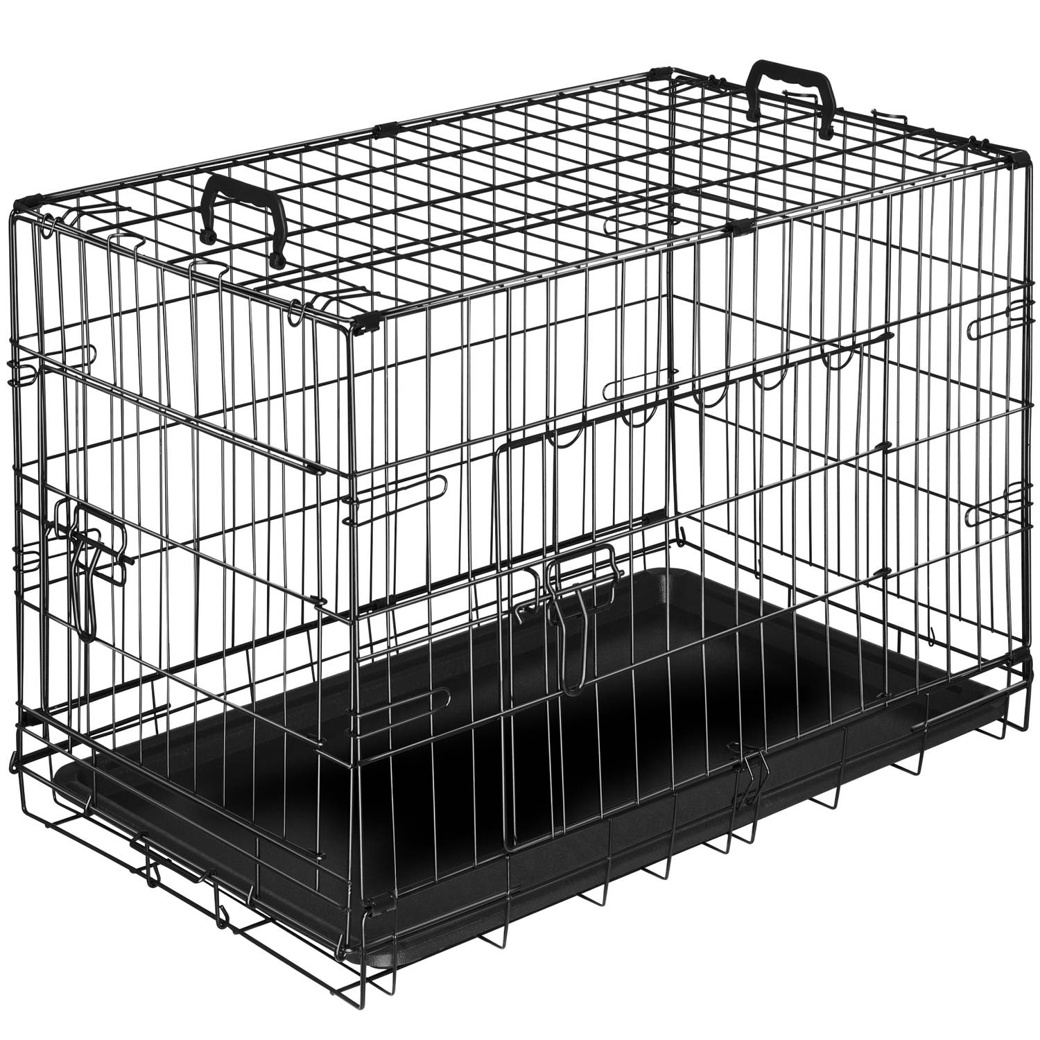 tectake® Hondenkooi | Hondenhekbox, Hondenkennel | Opvouwbare Hondenbox, Stabiele Transportbox voor Honden en Puppy’s | Voor Kofferbak, Auto, Camping en Thuis | Appartement - 78 x