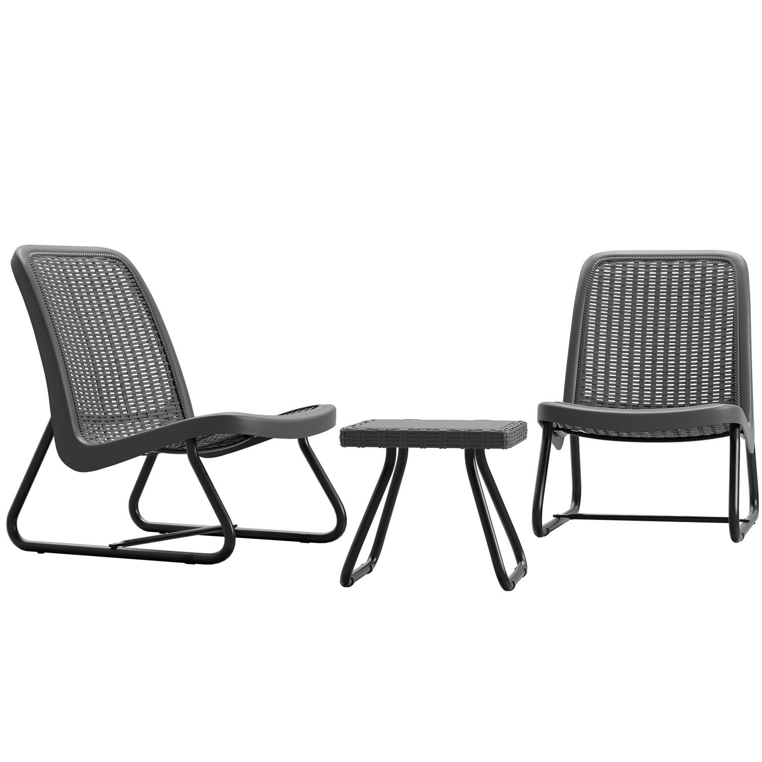 tectake® - Tuinmeubelset voor 2 personen - Buitenmeubels weerbestendig voor balkon - Tuinloungeset - Terrasmeubilair - Zitgroep met 2x loungestoelen en 1x tuintafel bijzettafel - r